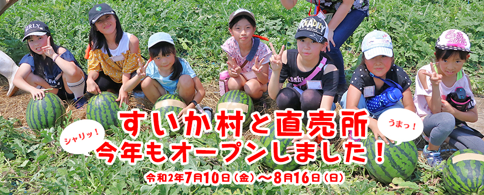 すいか村と直売所、オープンしました！令和2年7月10日(金)～8月16日(日)